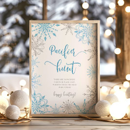 Poster Flocos de neve azuis prateados flocos de Fralda