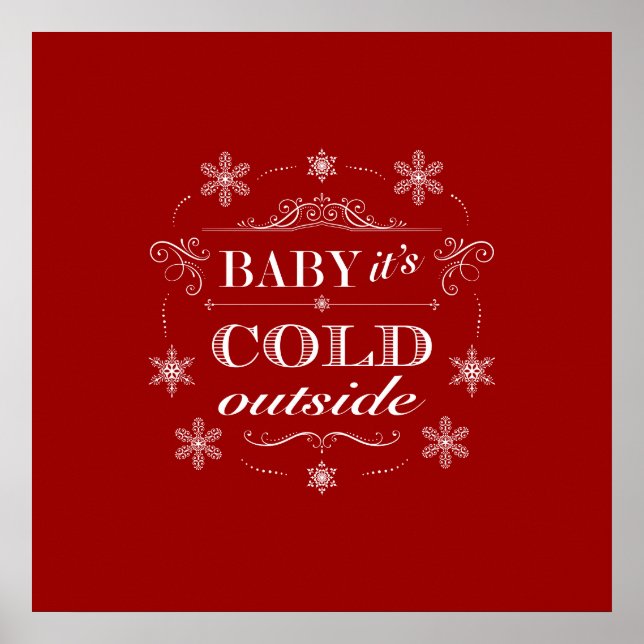 Poster Flocos de neve brancos e vermelhos de Apres-Ski (Frente)