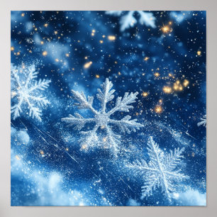 Poster Flocos de Neve Brilhantes de Purpurina Natal de In
