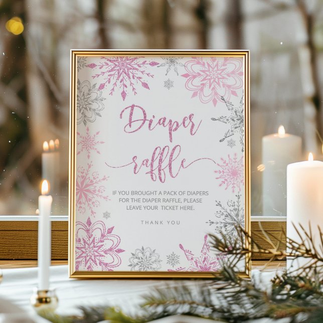 Poster Flocos de neve, cor-de-rosa-prateado, rifa de Fral (Criador carregado)