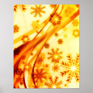 Poster Flocos de neve de Natal ouro