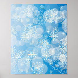 Poster Flocos de neve de Natal sobre fundo azul