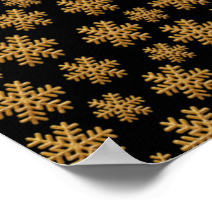 Poster Flocos de Neve Dourados Inverno Natal Feliz Xmas
