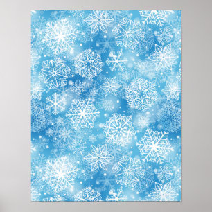 Poster Flocos de neve em azul