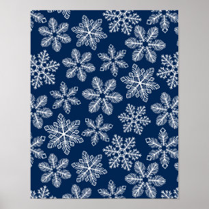 Poster Flocos de neve em azul escuro