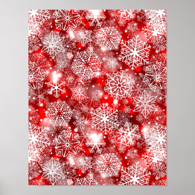 Poster Flocos de neve em vermelho (Frente)
