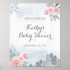 Poster Flocos de neve florais rosa são bem-vindos