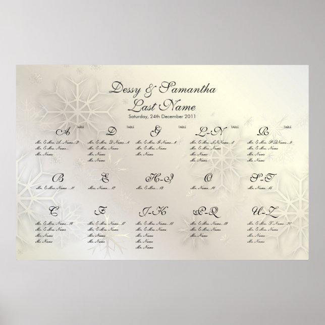 Pôster Flocos de neve PixDezines, gráfico de assentos por (Frente)