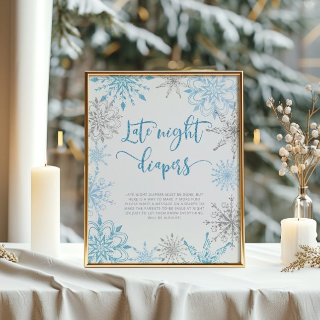 Poster Flocos de neve prateados fralda (Criador carregado)