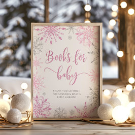 Poster Flocos de neve rosa-prata Livros para bebês
