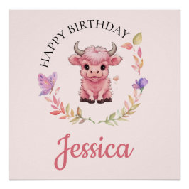 Pôster Floffy Pink Highlands - Vaca Escocesa