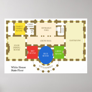Pôster Floorplan do diagrama branco do assoalho do estado