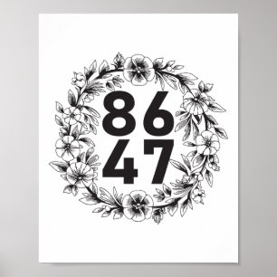 Poster Flor 86 47 Anti-trump Vintage Floral 8647