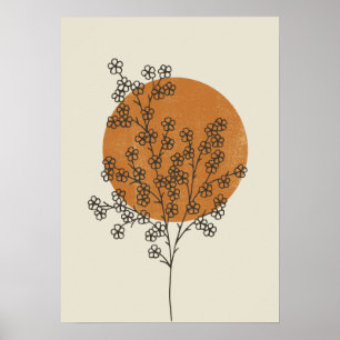 Poster Flor Abstrato minimalista bege