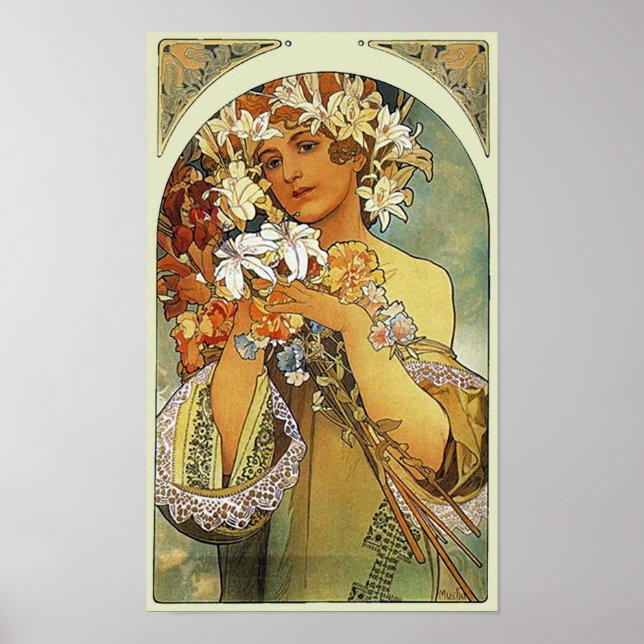 Poster Flor Alphonse Mucha Fine Art (Frente)