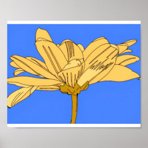 Poster Flor amarela, azul e amarelo