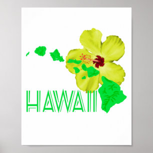 Poster Flor amarela do hibiscus das ilhas havaianas