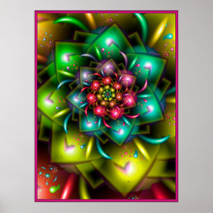 Poster Flor Arco-Íris Colorida