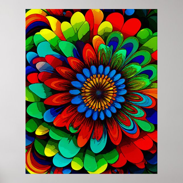 Poster Flor Arco-Íris Colorida 104 (Frente)