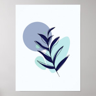 Poster Flor azul boho