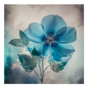 Pôster Flor Azul Eetéreo