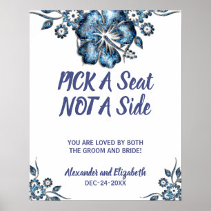 Poster Flor Azul Escolha um assento não um casamento lat