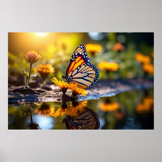 Poster Flor-Borboleta Natureza Serena Tranquil (Frente)