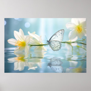 Poster Flor-Borboleta Natureza Serena Tranquil