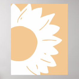 Poster Flor Branca em Arte Abstrata de Parede Laranja Cla