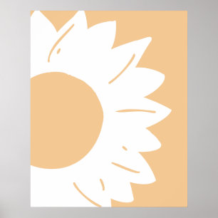 Poster Flor Branca em Arte Abstrata de Parede Laranja Cla