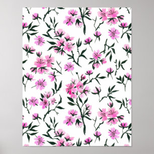 Poster Flor branco de cereja em branco