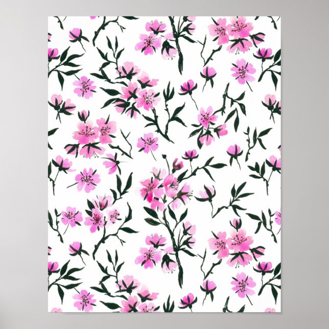 Poster Flor branco de cereja em branco (Frente)