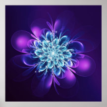 Flor brilhante Fractal Sparkles Indigo