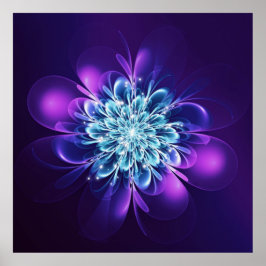 Poster Flor brilhante Fractal Sparkles Indigo