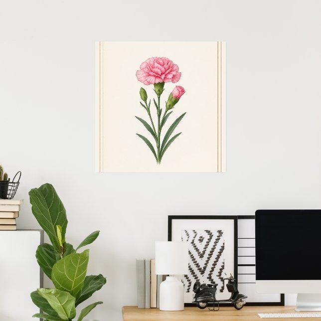 Poster Flor Carnation Botânica de Janeiro (Escritório em casa)