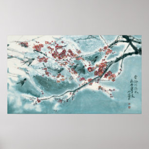 Poster Flor da ameixa na neve