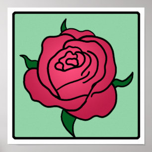 Pôster Flor da rosa vermelha do dia dos namorados do