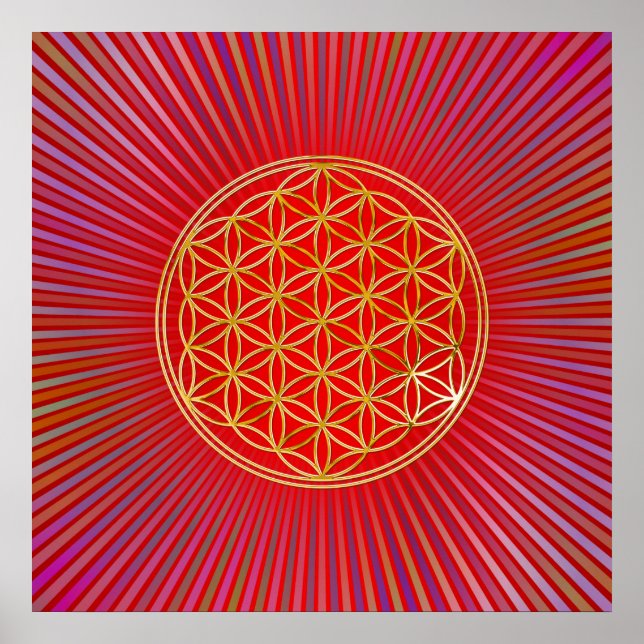 Poster Flor da Vida / Blume des Lebens - ouro (Frente)
