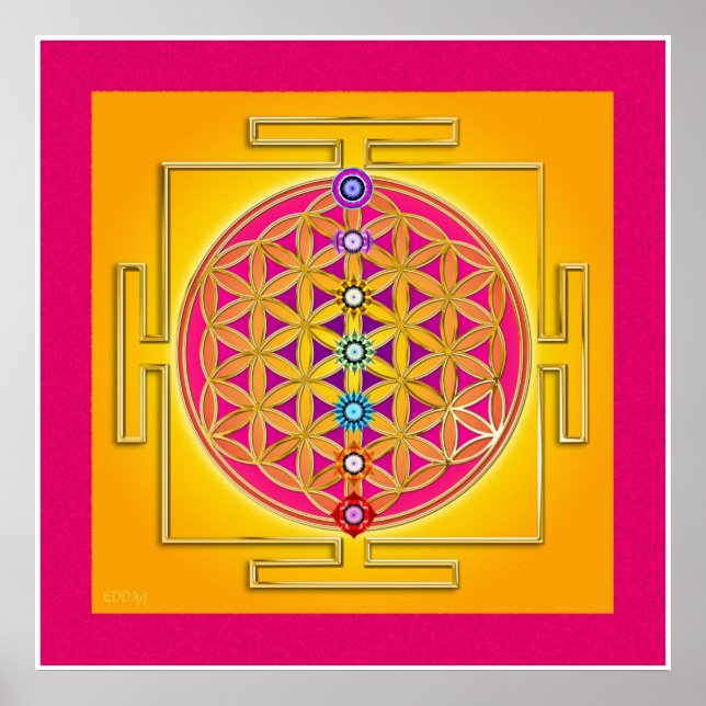 Poster FLOR DA VIDA - Chakras Yantra (Frente)