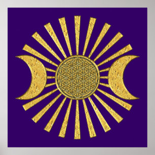 Poster Flor da vida com lua