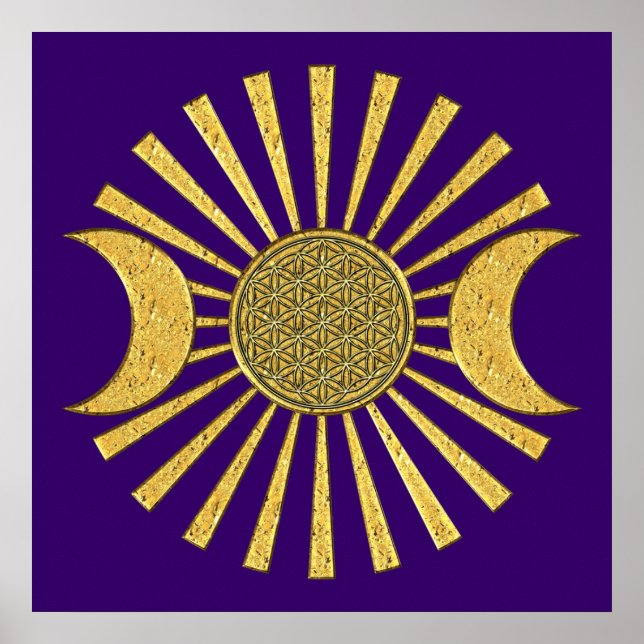 Poster Flor da vida com lua (Frente)