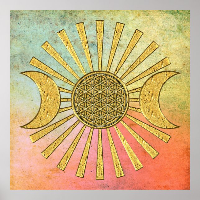 Poster Flor da vida com lua (Frente)