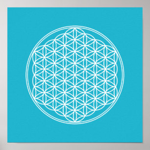 Poster Flor da Vida - em branco - padrão geométrico