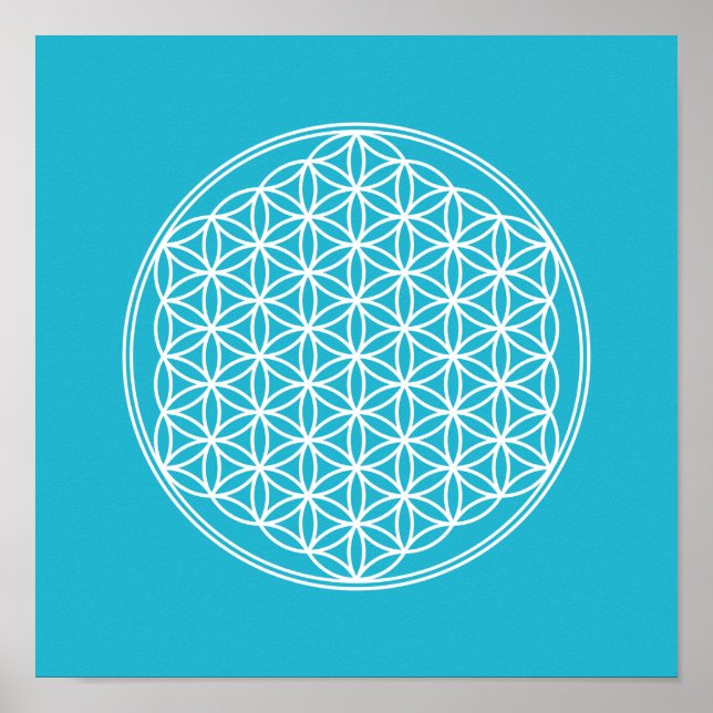 Poster Flor da Vida - em branco - padrão geométrico (Frente)