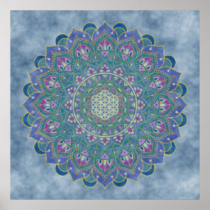 Poster Flor Da Vida - Estilo De Mandala Índia 1