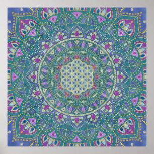 Poster Flor Da Vida - Estilo De Mandala Índia 1