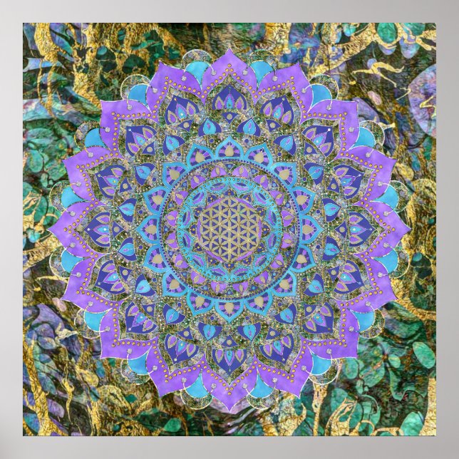 Poster Flor Da Vida - Estilo De Mandala Índia 2 (Frente)