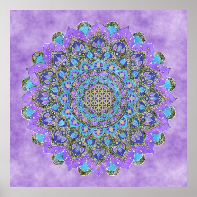 Poster Flor Da Vida - Estilo De Mandala Índia 2 (Frente)