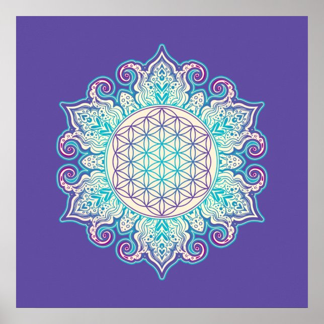 Poster Flor Da Vida - Índia Mandala 2 (Frente)