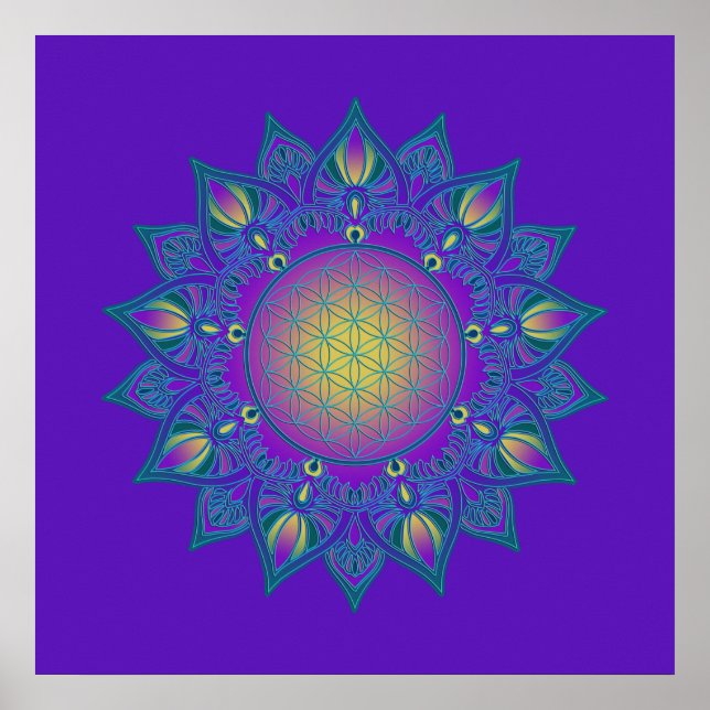 Poster Flor Da Vida - Índia Mandala 3 (Frente)